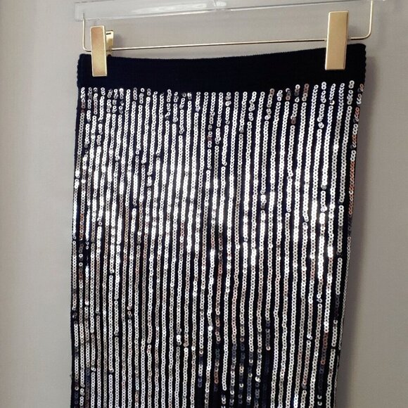 NWT MICHAEL Michael Kors black knit sequin pencil skirt, S - Picture 9 of 9